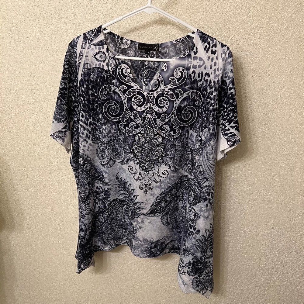 7 Wonders Graphic Short Sleeve Top 3X